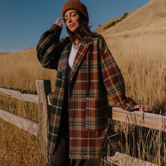 Scorpio 2.0 Half + Half Oversized Coat in Pine + Brown S/M - Picture 4 of 4